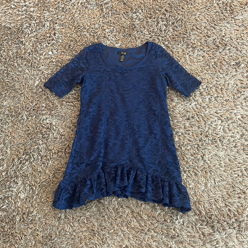 Style & Co. Floral Lace Overlay Ruffled Hem Dress